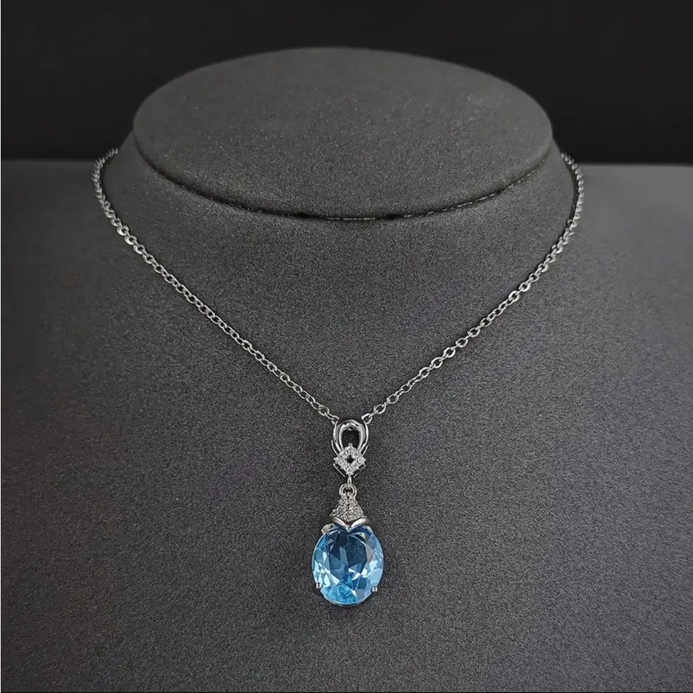 New Luxury Blue Color Pear  Necklaces for Women Anniversary - Picture 3 of 6